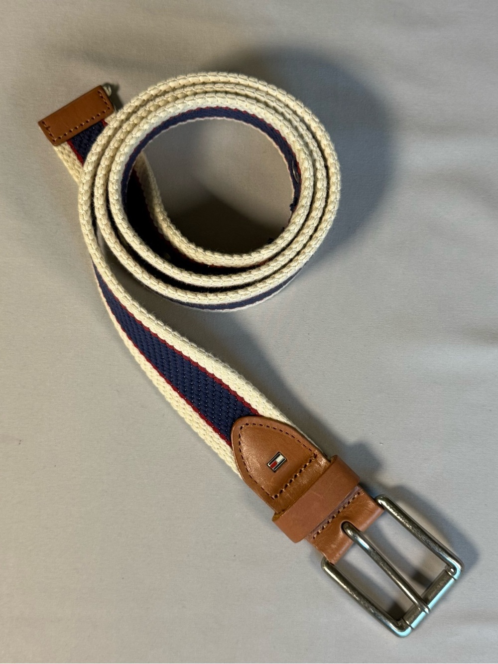 Tommy Hilfiger Navy, Cream & Tan Woven Men's Belt 40/100